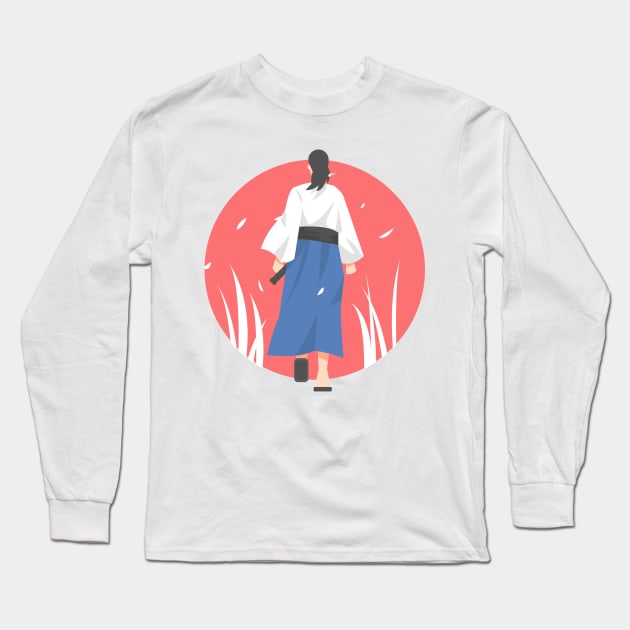Walking Samurai Long Sleeve T-Shirt by Irkhamsterstock